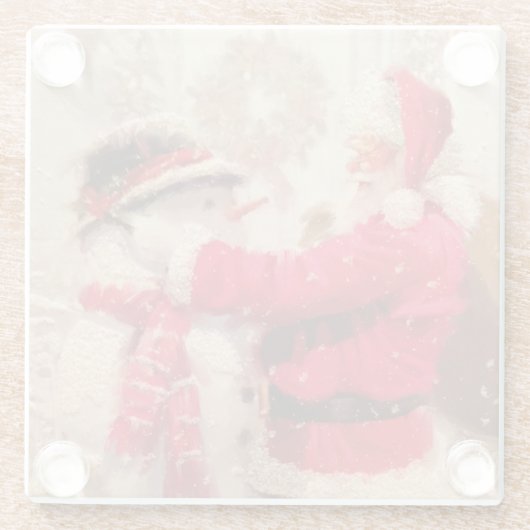 Vintager Weihnachtsmann Glasuntersetzer (Rückseite)