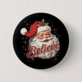 Vintager Weihnachtsmann glaubt Weihnachten Button (Vorderseite)