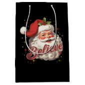 Vintager Weihnachtsmann glaubt Weihnachten Mittlere Geschenktüte (Vorderseite)