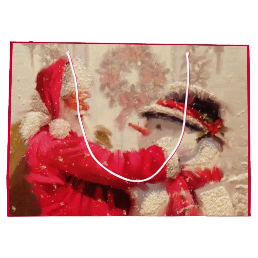 Vintager Weihnachtsmann Große Geschenktüte (Rückseite)
