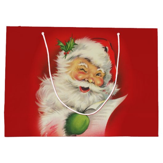 Vintager Weihnachtsmann Große Geschenktüte (Rückseite)