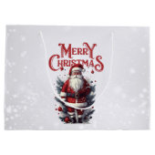 Vintager Weihnachtsmann Große Geschenktüte (Rückseite)
