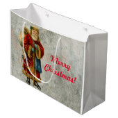 Vintager Weihnachtsmann Große Geschenktüte (Vorderseite Schrägansicht)