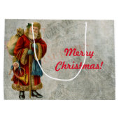 Vintager Weihnachtsmann Große Geschenktüte (Rückseite)
