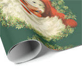Vintager Weihnachtsmann Grün & Rot Geschenkpapier (Rolleneckpunkt)