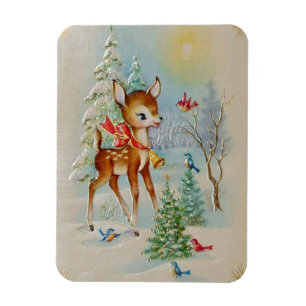 Vintager Weihnachtsmann Hirsch Magnet