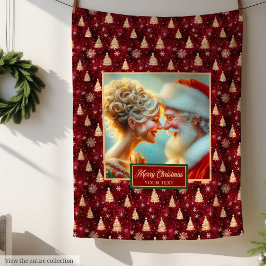 Vintager Weihnachtsmann Holiday Blanket Burgund Go Fleecedecke