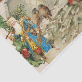 Vintager Weihnachtsmann, Holly Berry und VogelColl Seidenpapier (Ausschnitt)