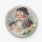 Vintager Weihnachtsmann-Illustrationsbrief P Pappteller (Vorderseite)