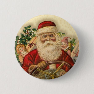 Vintager Weihnachtsmann im Auto: Schaltflächen Button