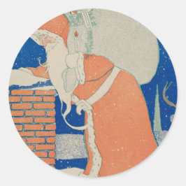 Vintager Weihnachtsmann im Chimney-Urlaub Runder Aufkleber