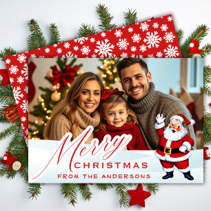 Vintager Weihnachtsmann im Mittelalter im Schnee W Feiertagskarte