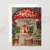 Vintager Weihnachtsmann im Mushroom-Haus Feiertagspostkarte (Vorne/Hinten)