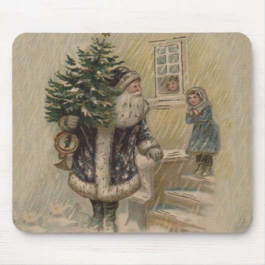 Vintager Weihnachtsmann im Schnee Mousepad (Vorne)