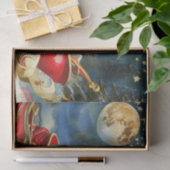 Vintager Weihnachtsmann im Sleigh, Goldener Mond, Seidenpapier (Geschenk)