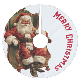 Vintager Weihnachtsmann in einem gemütlichen Stuhl Polyester Weihnachtsbaumdecke