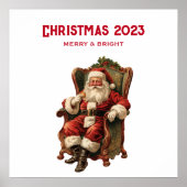 Vintager Weihnachtsmann in einem gemütlichen Stuhl Poster (Vorne)