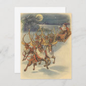 Vintager Weihnachtsmann in Sleigh Einladung (Vorne/Hinten)