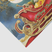 Vintager Weihnachtsmann in Sleigh, Vollmond, Stern Seidenpapier (Ausschnitt)
