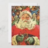 Vintager Weihnachtsmann in Sleigh Weihnachten Part Einladung (Vorderseite)