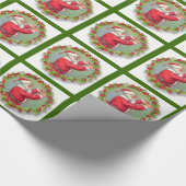 Vintager Weihnachtsmann in Wraath Geschenkpapier (Ecke)