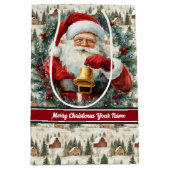 Vintager Weihnachtsmann-Individuelle Name Mittlere Geschenktüte (Vorderseite)