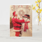 Vintager Weihnachtsmann Karte (Gelbe Blume)