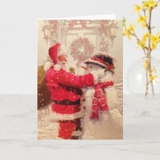 Vintager Weihnachtsmann Karte (Gelbe Blume)