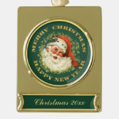 Vintager Weihnachtsmann Keepake Weihnachten Banner-Ornament Gold (Vorderseite)