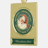 Vintager Weihnachtsmann Keepake Weihnachten Banner-Ornament Gold (Links)