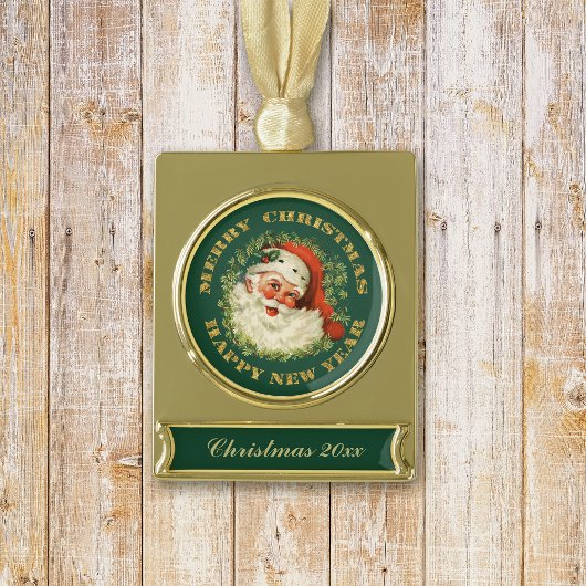 Vintager Weihnachtsmann Keepake Weihnachten Banner-Ornament Gold