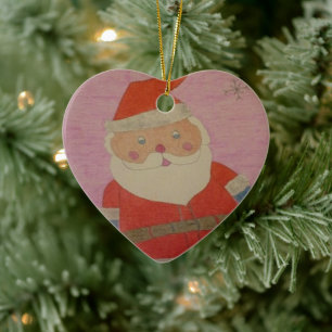 Vintager Weihnachtsmann Keramik Ornament