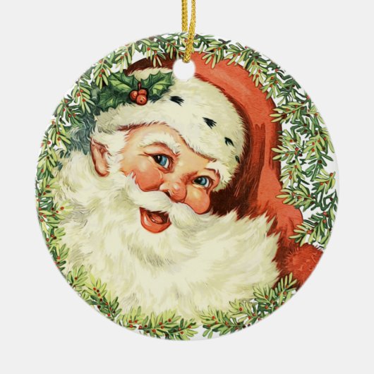 Vintager Weihnachtsmann Keramik Ornament (Vorne)