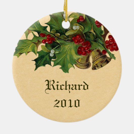 Vintager Weihnachtsmann Keramik Ornament (Hinten)