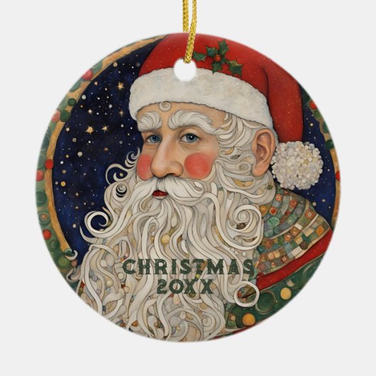 Vintager Weihnachtsmann Keramik Ornament (Vorne)