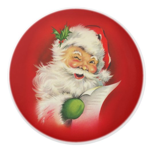 Vintager Weihnachtsmann Keramikknauf (Vorderseite)