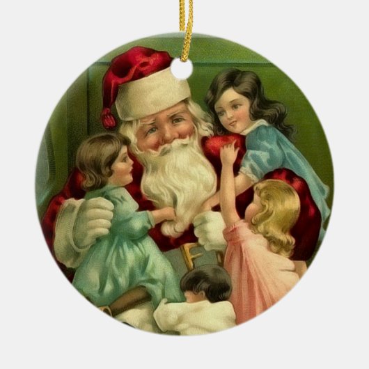 Vintager Weihnachtsmann Keramikornament (Vorne)