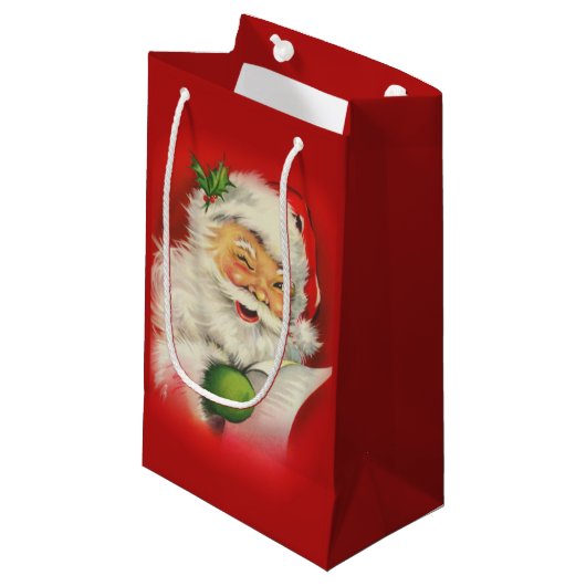 Vintager Weihnachtsmann Kleine Geschenktüte (Vorderseite Schrägansicht)