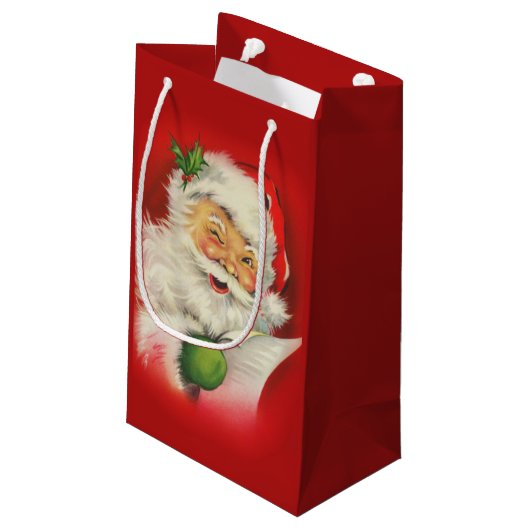 Vintager Weihnachtsmann Kleine Geschenktüte (Rückseite Schrägansicht)