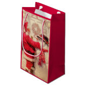 Vintager Weihnachtsmann Kleine Geschenktüte (Rückseite Schrägansicht)