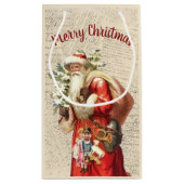 Vintager Weihnachtsmann Kleine Geschenktüte (Rückseite)