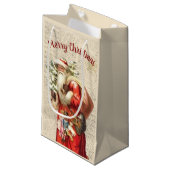 Vintager Weihnachtsmann Kleine Geschenktüte (Vorderseite Schrägansicht)