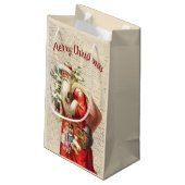 Vintager Weihnachtsmann Kleine Geschenktüte (Rückseite Schrägansicht)