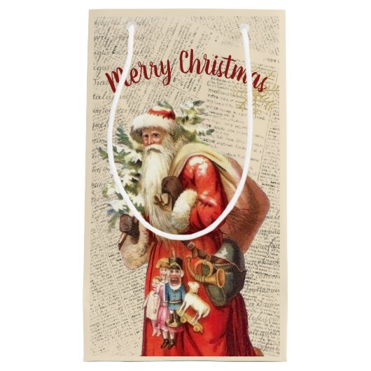 Vintager Weihnachtsmann Kleine Geschenktüte (Vorderseite)