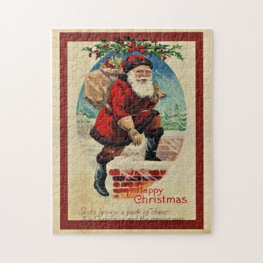 Vintager Weihnachtsmann Klettersteig in den Schorn Puzzle (Vertikal)