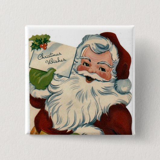 Vintager Weihnachtsmann-Knopf Button (Vorderseite)