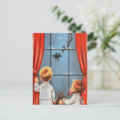 Vintager Weihnachtsmann kommt Feiertagspostkarte (Stehend Vorderseite)