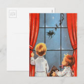 Vintager Weihnachtsmann kommt Feiertagspostkarte (Vorne/Hinten)