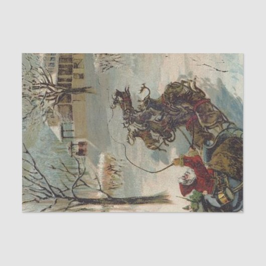 Vintager Weihnachtsmann kommt zur Stadt Seidenpapier (Vorderseite)