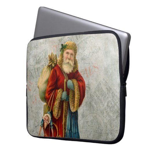 Vintager Weihnachtsmann Laptopschutzhülle (Vorderseite Links)